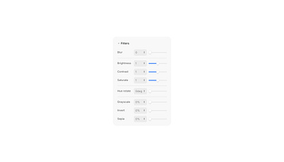 Filter controls builder controls inputs options select settings sliders