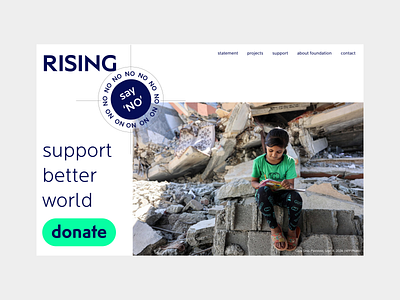 Raising Charity Website bold typography brutalism brutalist aesthetics charity conflict desktop high contras modular layouts neon colors social impact design website