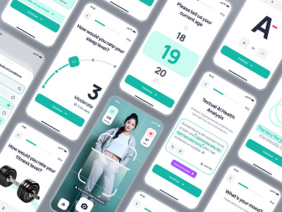 nightingale: AI Medical & E-Pharmacy App | Health Assessment UI ai healthcare app assessment assessment ui clean fitness assessment green health assessment healthcare assessment healthcare ui kit medical assessment minimal modern onboarding onboarding ui pharmacy app quiz ui simple teal user onboarding virtual care