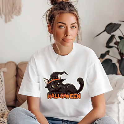 Halloween cute black cat T-Shirt desing graphic design t shirt design t shirt designs t shirts trick or treat shirt