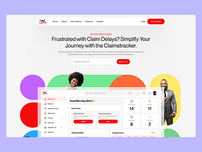 Claims tracker hero Section animation figma herosection illustration product design ui uiux web design