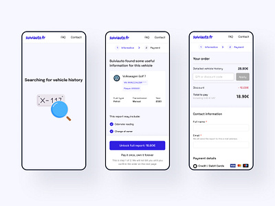 Vehicle History Lookup - Suiviauto car inspection mobile app mobile app mobile screens ui ux vehicle historu