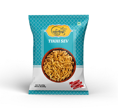 Tikha Sev Namkeen Pouch Design box design brand design branding indian snacks label design logo design mockup mockup design namkeen namkeen packaging namkeen pouch namkeen pouch design product design snack packaging snacks tikha sev namken