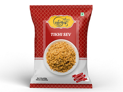 Tikhi Sev Namkeen Pouch Design box design brand design branding label design logo design namkeen namkeen pouch namkeen pouch design pouch design product design snack packaging design snacks snacks packaging tikhi namkeen tikhi sev namkeen