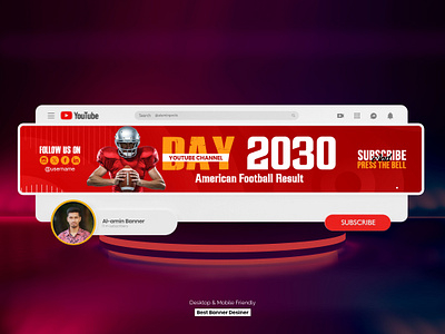 American Football Youtube Banner Design banner design banner youtube channel art cover heder youtube youtube banner youtube banner design youtube cover youtube heade