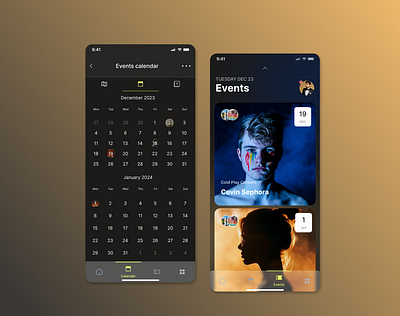 Event calendar App UI branding ui