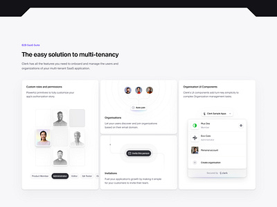 ⚡️ The easy solution to multi-tenancy clerk design illustration interface marketing site ui user experience user interface ux website design