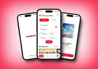 Skybound - Flight Booking App air app design air booking app app design flight flight booking app flight booking app design product design travel app travel app design ui ui design user research ux ux design