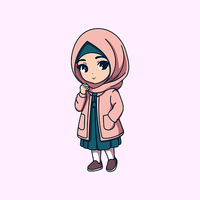 A Cute Muslim Girl Cartoon Character Illustration animation branding burka cartoon character cute design girl graphic design hijab icon illustration logo muslim vector