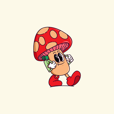 A Cute Mushroom Cartoon Character Illustration animation branding cartoon character design graphic design icon illustration logo motion graphics mushroom vector