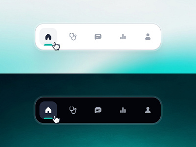 nightingale: AI Medical & E-Pharmacy App - Tab Bar UI Component ai health companion ai healthcare app clean dark mode gradient healthcare ui kit medical ui kit minimal mobile nav bar mobile nav bar ui modern nav bar component pharmacy ui kit simple tab bar tab bar component tab bar ui teal virtual care app virtual health app