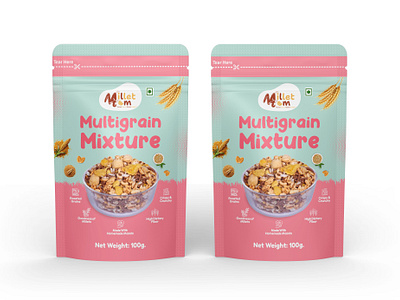 Multi Grain Mixture Pouch Design box design brand design food packaging grains packaging indian food indian food packaging label design logo design mockup mockup design mockup packaging multi grains packaging pouch design pouch packaging product design