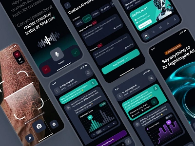 nightingale UI Kit: AI Medical & E-Pharmacy | Doctor Companion ai doctor app ai doctor chatbot ai doctor companion ai health companion ai healthcare app ai medical app ai pharmacy app chat ui clean dark mode healthcare ui kit minimal modern scan ui teal virtual care app virtual doctor virtual doctor app virtual heatlhcare voice ui