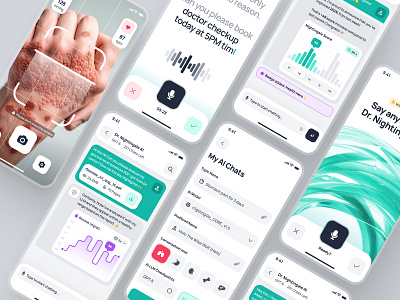 nightingale UI Kit: AI Medical & E-Pharmacy | Doctor Companion ai doctor companion ai health assisstant ai health chatbot ai healthcare app ai wellness assisstant chart ui chat ui clean figma ui kit healthcare ui kit medical ui kit minimal modern pharmacy ui kit scan ui simple teal virtual care app virtual doctor app virtual health app