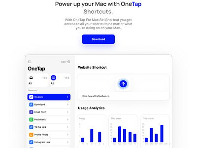 OneTap for Mac Page branding design ui web design website website design