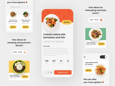 🍕Mobile app design for food delivery service | Hyperactive animation app app design cards cart colors delivery design food graphic design hyperactive interface light mobile mobile design orange product design ui ux web design