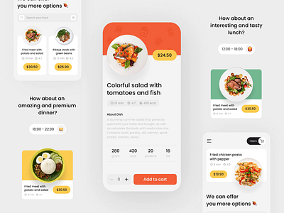 🍕Mobile app design for food delivery service | Hyperactive animation app app design cards cart colors delivery design food graphic design hyperactive interface light mobile mobile design orange product design ui ux web design