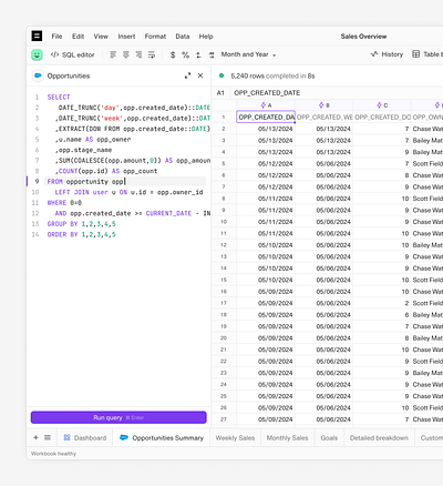 Query. Analyze. Report. card code dailyui data database engineering equals spreadsheet sql ui ux widget