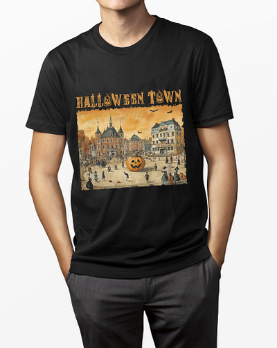 Vintage Halloween Town T-Shirt design trick or treat shirt