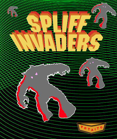 spliff invaders 80s cabinet art illustration shunte88 spliff invaders vector video game