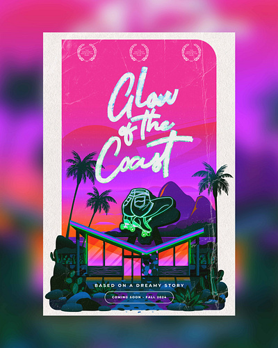 Glow of the Coast graphic design ill illustration palmtrees sunset synthwave vector