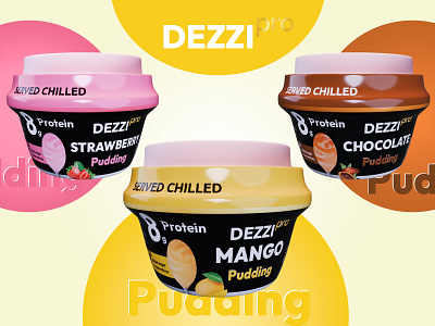 Dezzi Pudding branding and packaging branding chocolate dezzi dezzi pro logo mango package packaging pot pudding strawberry