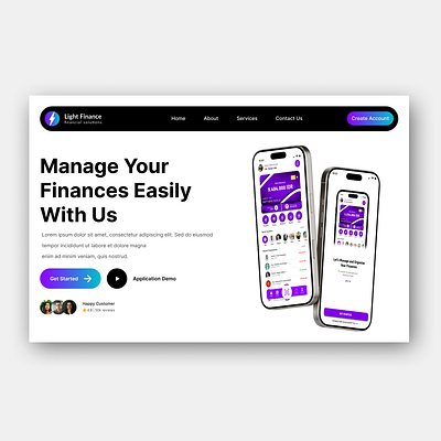 Light Finance - Website Design application figma finance manage mobile app mobile design money uiux web design web development website