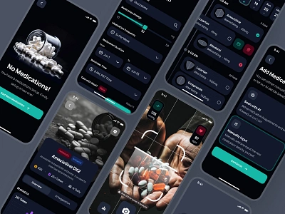 nightingale UI Kit: AI Medical & E-Pharmacy | Medication Tracker ai healthcare app ai medical app ai pharmacy app clean dark mode dark ui drug app healthcare ui kit medical ui kit medication app medication tracker medication tracker app medication tracker ui medication ui minimal modern pharmacy app pharmacy ui kit simple virtual health app