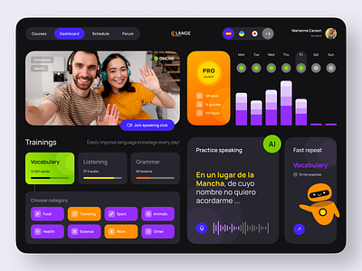 Interactive Language Learning Platform ai analytics clean dashboard edtech elearning gamified gotoinc languages learning learningdashboard minimal modern online education study tutor ui uiuxdesign ux web