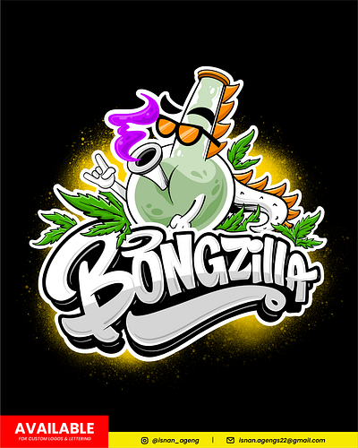 Bongzilla lettering logo design cannabis hand drawn illustration lettering lettering logo logotype typography