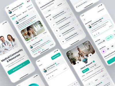 nightingale UI Kit: AI Medical & E-Pharmacy | Health Community ai healthcare app ai medical app ai pharmacy app clean community app community ui figma ui kit healthcare app healthcare ui kit medical ui kit minimal modern pharmacy ui kit simple social media app social media community teal virtual care virtual care app virtual healthcare