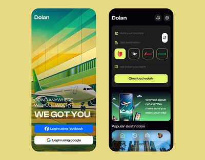 Dolan - Book Flight Ticket airport app branding business design destination flight mobile plane provider ticket ui uiux ux