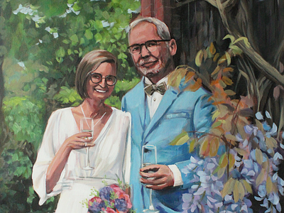 Live wedding painting S&I - Belgium acrylic paint belgium entertainment live painter painting portrait wedding wedding painting