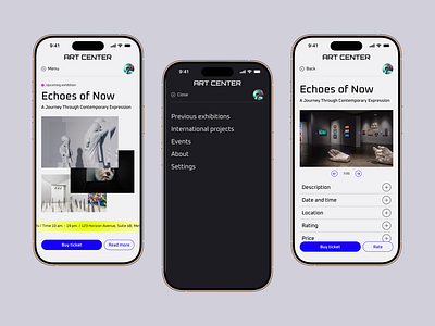 Mobile App for Art Center app application art concept design exhibition graphic design interface ios ios app mobile mobile app modern ui ui design ux