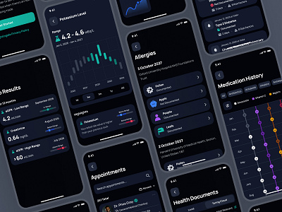 nightingale UI Kit: AI Medical & E-Pharmacy | EHR Lab App UIUX ai healthcare app ai medical app ai pharmacy app chart ui clean dark mode ehr ehr app ehr ui electronic health record electronic health record app electronic health record ui healthcare ui kit lab app lab test app medical app minimal modern simple teal