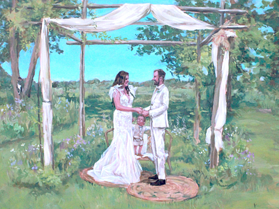 Live wedding painting - outdoor ceremony acrylic paint live painter live painting outdoor painting portrait wedding wedding couple wedding painting