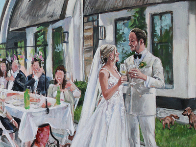 Live wedding painting - outdoor dinner art cheers couple dinner live painting live wedding painter outdoor painting portrait wedding wedding couple wedding entertainment