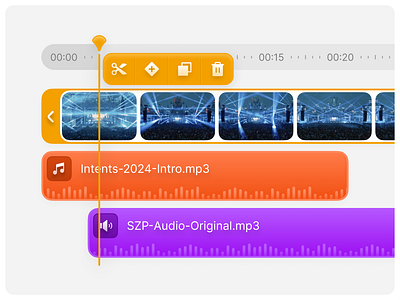 Video Editor 🎥 audio clean dashboard design desktop edit editor interface menu minimal option saas simple software time timestamp track trendy ui video