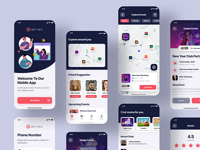 Event Sharing App app app design design event event app event sharing friends mobile mobile app mobile design party people product product design social media ui ui ux user experience user interface ux