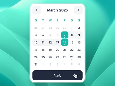 nightingale UI Kit: AI Medical & E-Pharmacy | Calendar Component ai healthcare app calendar calendar component calendar component ui calendar popup calendar ui clean date picker date picker component date picker ui date ui figma design system figma ui kit healthcare ui kit medical ui kit minimal modern simple teal virtual care app