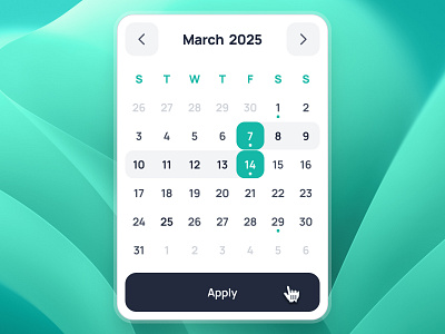 nightingale UI Kit: AI Medical & E-Pharmacy | Calendar Component ai healthcare app calendar calendar component calendar component ui calendar popup calendar ui clean date picker date picker component date picker ui date ui figma design system figma ui kit healthcare ui kit medical ui kit minimal modern simple teal virtual care app