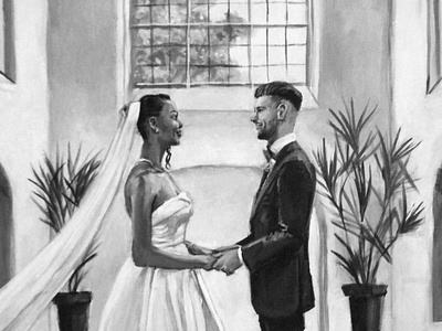 Live wedding painting in greyscale art artwork black and white classic greyscale live painter live painting live wedding painting painting portrait wedding wedding couple wedding painting