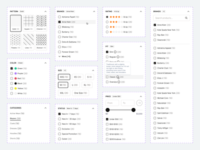 E-commerce design system - filters (desktop) design system e commerce filtering filters forms foundation product list shopify user user experience