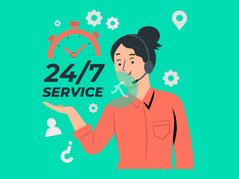 24 7 Service Lottie JSON animation app customer care gif html5 live chat lottie lottiefilestore motiongraphics webpage website