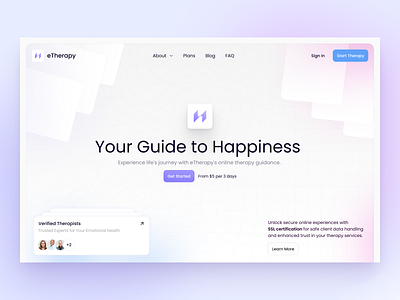 eTherapy - Concept of website for Therapist Services clean cleandesign creativedirection designinspiration digitalproduct figma interfacedesign landingpage mentalhealth mentalwellness minimaldesign realm responsivedesign servicedesign therapyservices ui userexperience ux webdesign