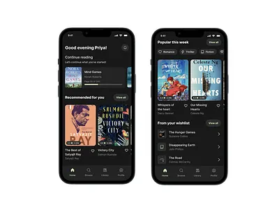 Case study of a book reading app app design black theme book reading app case study clean ui dark theme portfolio ui design ux web design