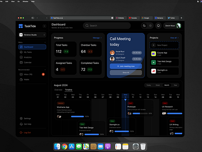 TaskTide | Dashboard Management Task animation dashboard destkop management task ui user interfaces ux