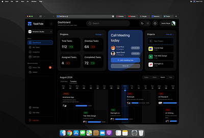 TaskTide | Dashboard Management Task animation dashboard destkop management task ui user interfaces ux