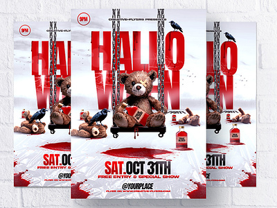 Psycho Halloween Poster creative flyer creative flyers creativeflyer creativeflyers flyer templates graphic design halloween halloween flyer halloween poster horror party flyer photoshop poster psycho spooky teddy bear true blood