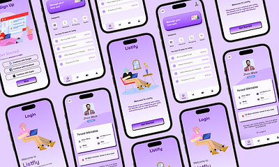 Listify (To-do-list App) UI/UX Design animation app design best branding future graphic design logo mobile top ui uiux